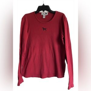 The Black Dog red long-sleeve T-shirt, size Large.
